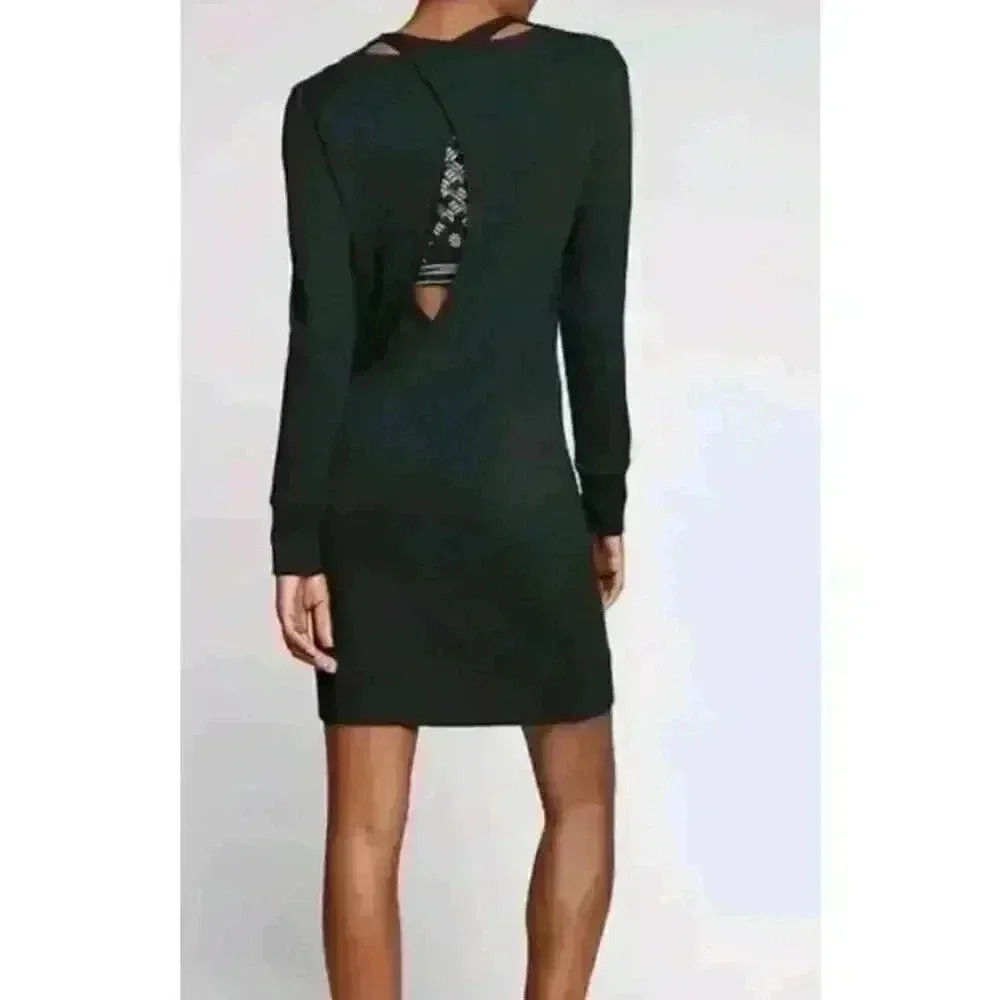 Athleta Black Nirvana Go To Long Sleeve Cross Back Super Soft Sweatshirt Dress M